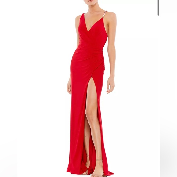 Mac Duggal Dresses Mac Duggal Pearlstrap Jersey Gown Red Poshmark